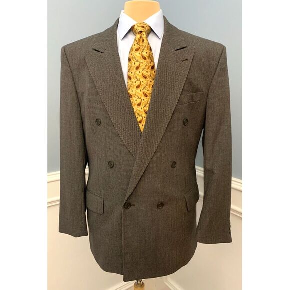 Gianfranco Ruffini Houndstooth Blazer Mens 44R Wool Twill Jacket Sportcoat